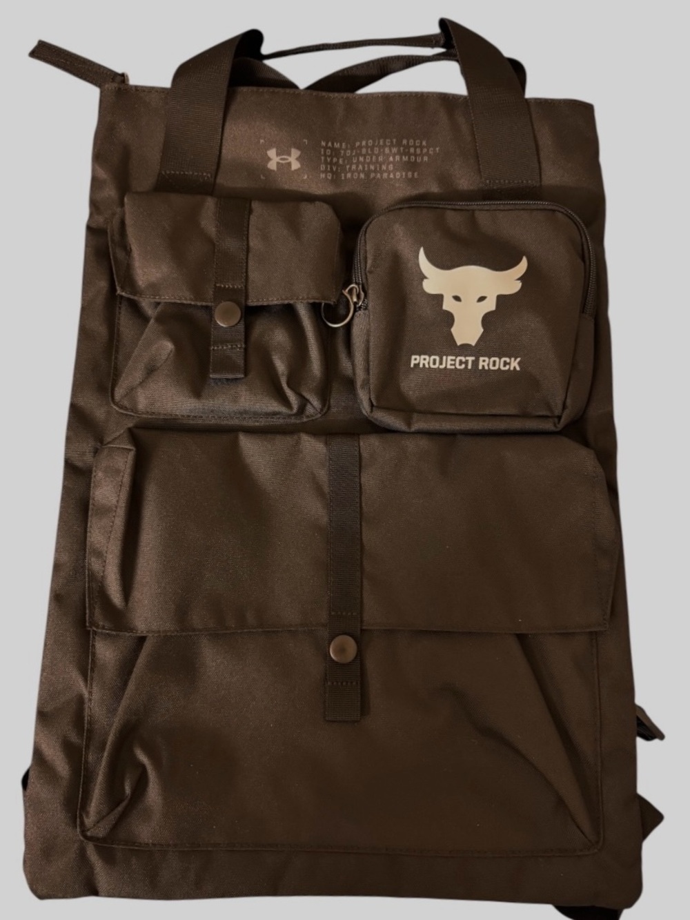 Under Armour Project Rock Brown Utility Backpack Training Gym Bag NWOT